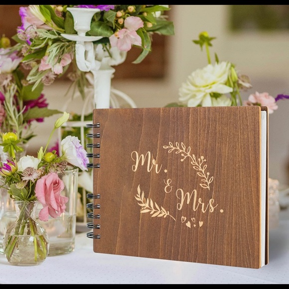 Boho Wooden Wedding Guest Book - Picture 1 of 7